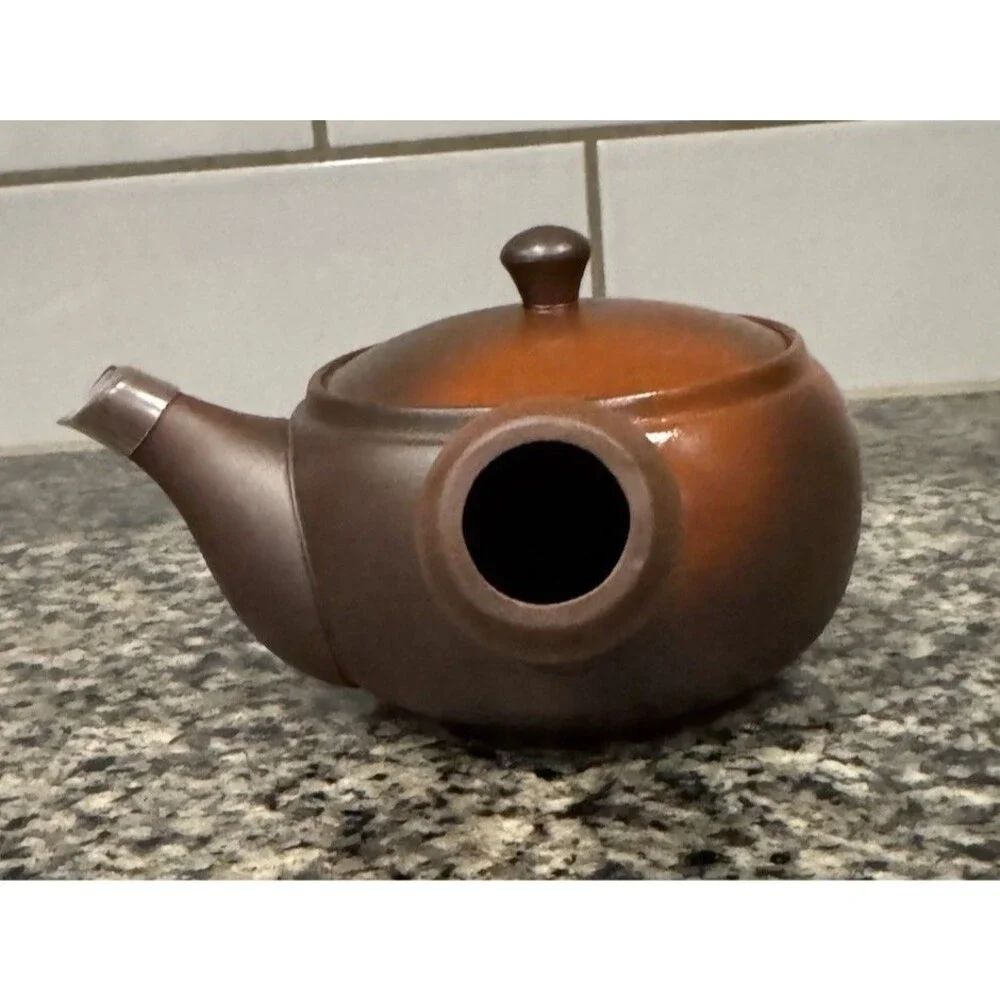 Japanese Tokoname Ware Kyusu Teapot 'Clay-Round' 360ml for Gift